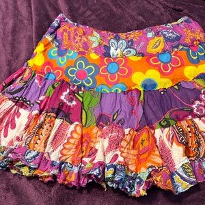 EUC Sz XL Sacred Threads Vibrant Multicolor Mini Skirt